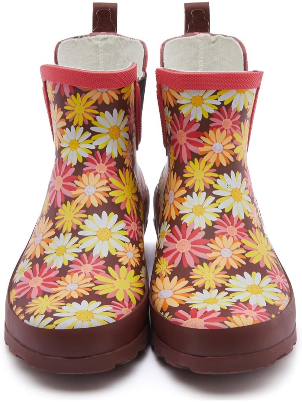 Women's Daisy Light Ankle Garden Anti-Slipping Floral Printed Stylish Rain Boots - Picture 4 of 6
